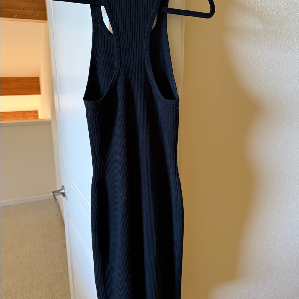 Michael Kors Collection Black Ribbed Sleeveless Midi Dress